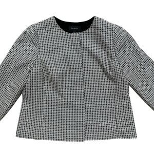 Talbots Women’s 14 Black White Blazer Jacket 3/4 Sleeve Hidden Button Up Career